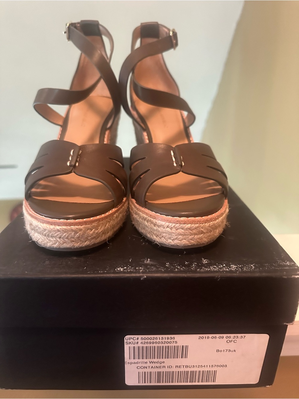 Banana Republic Dark Olive Espadrille Wedge Sandals